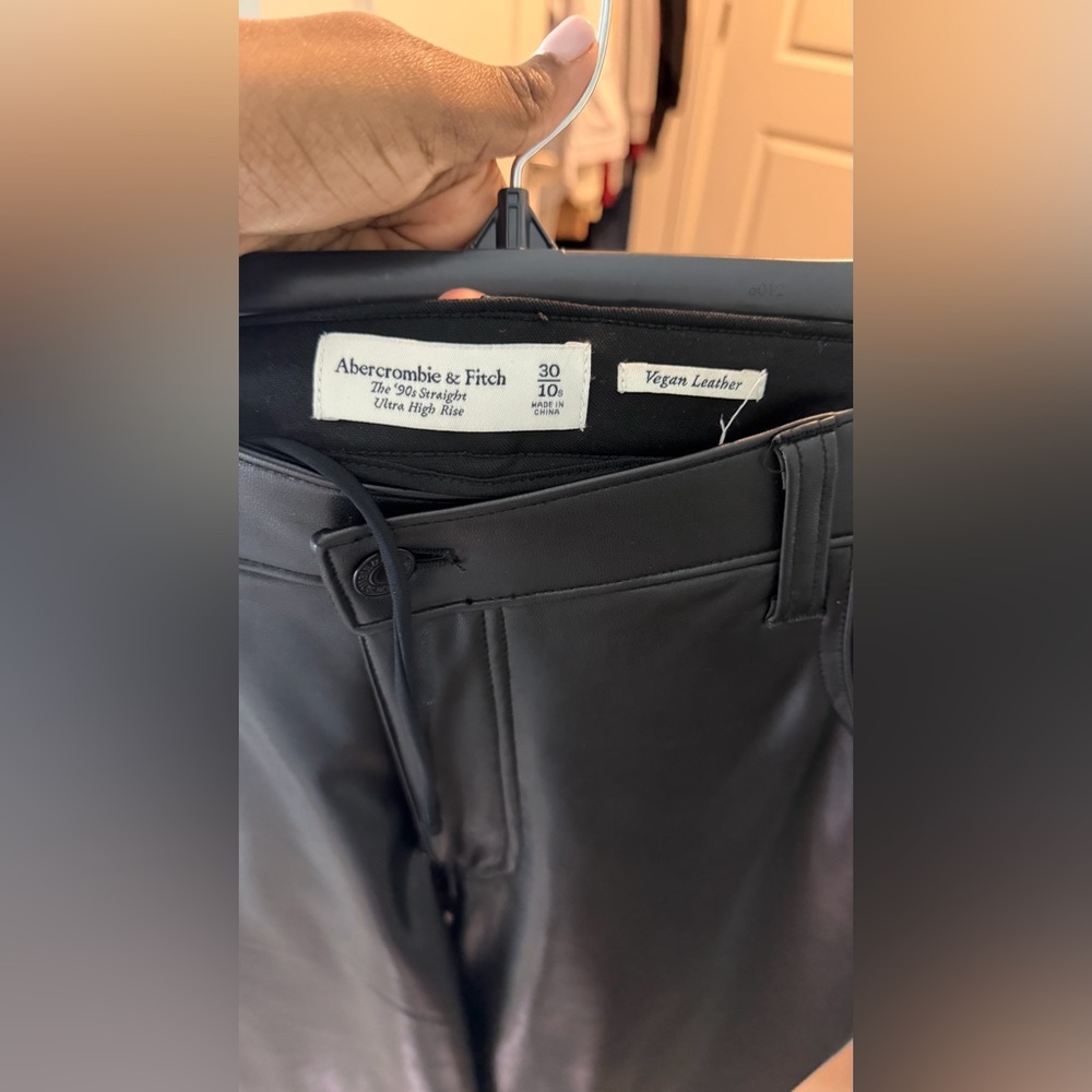 Abercrombie & Fitch Black Vegan Leather Trousers